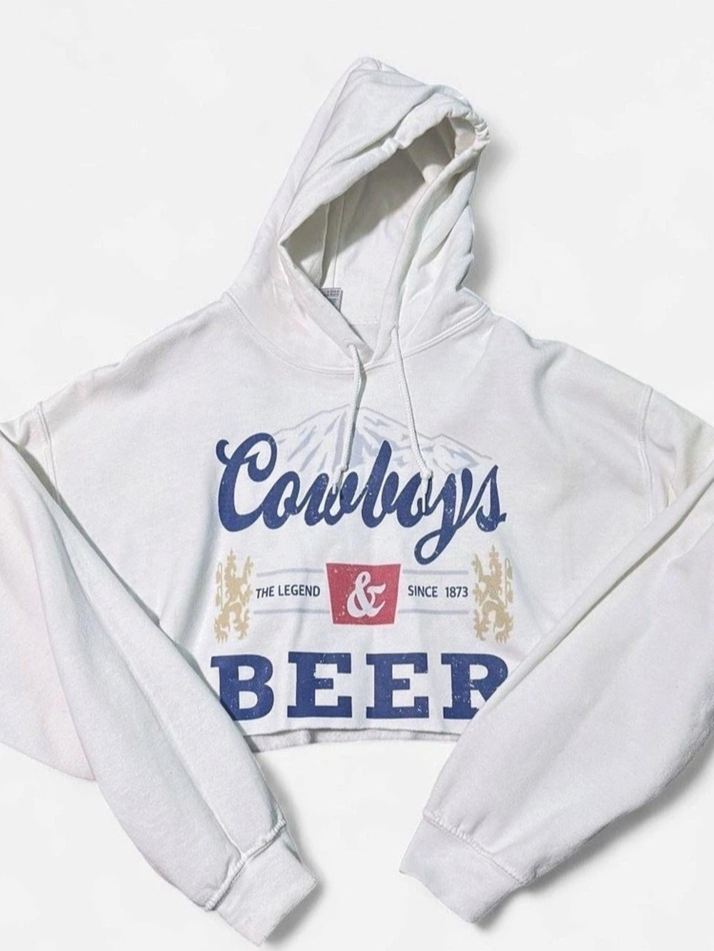 Gildan Heavy Blend Hooded Sweatshirt Cowboy's Beer Hoodie White Large